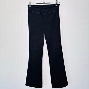 Frame Sheen Noir Black Denim Pull On‎ Flare Jeans Size 1 Classic Clean Girl